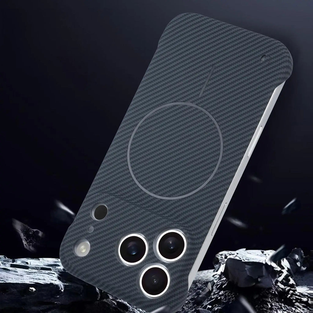 Luxury Frameless Kevlar Carbon Fiber PC For Magsafe Wireless Charge Phone Case For iPhone 17 Air 16 15 14 13 12 11 Plus Pro Max