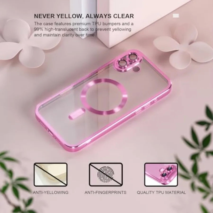 Magnetic for iPhone 16 Case Compatible with MagSafe [Never Yellowing] [Military Grade Drop Protection] Full Camera Lens Protect