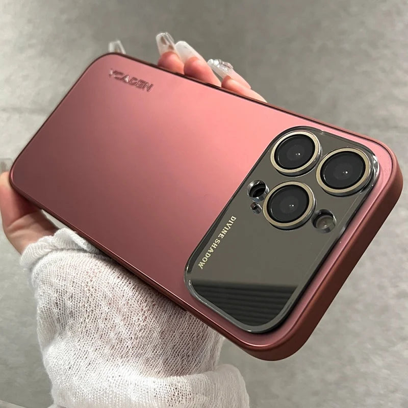 Luxury Mirror Glass Large Window Case for iPhone 17 Air 16 15 14 13 12 11 Pro Max Original AG Matte Shockproof Protective Funda
