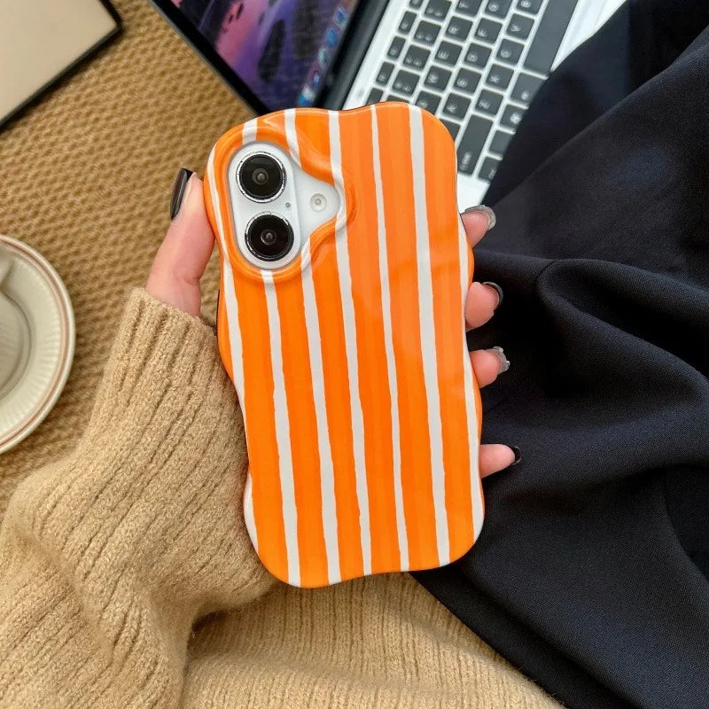 Fashion Glossy Double Color Stripes Case for iPhone 12 13 14 15 16 17 Pro Max 17 Air Color Collision Ultra Thin Shockproof Cover