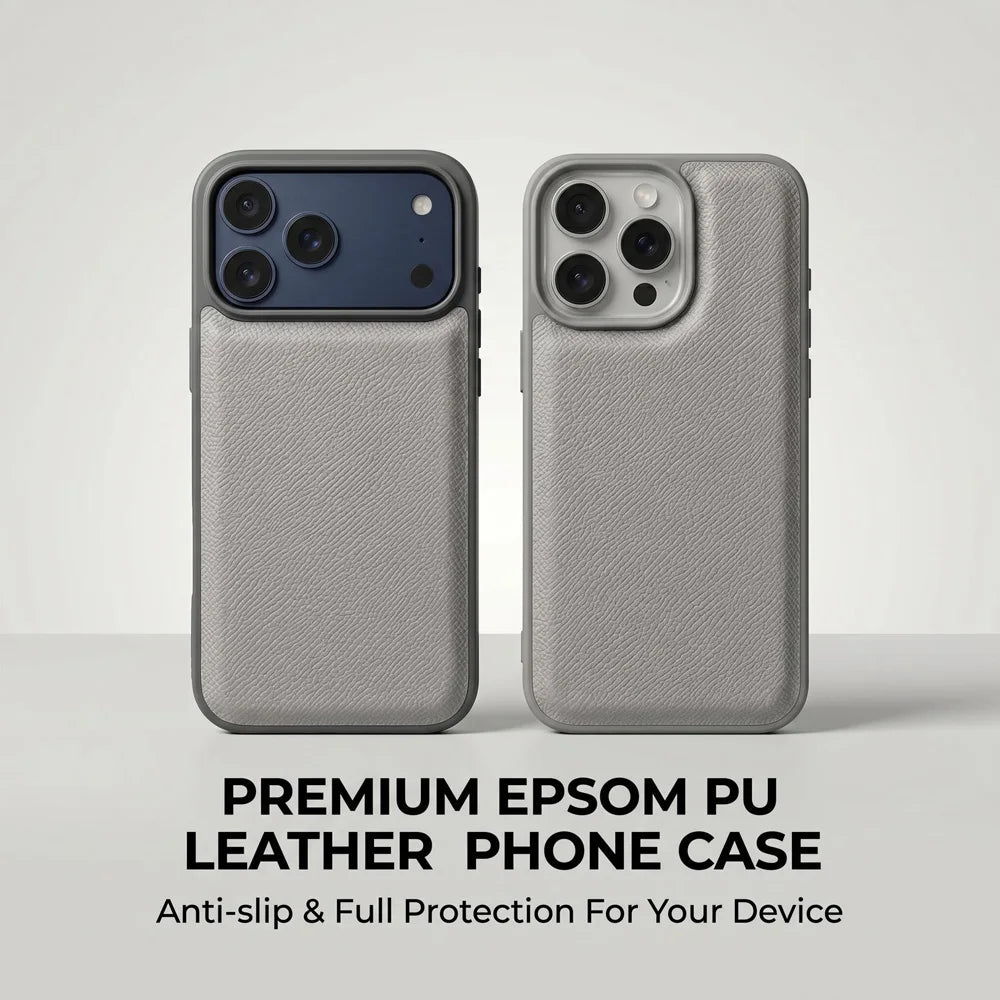 Stylish Luxury Epsom Palm Grain PU Leather Case For iPhone 18/17/16/15 Pro Max Slim Shockproof Anti Fingerprint Protective Cover