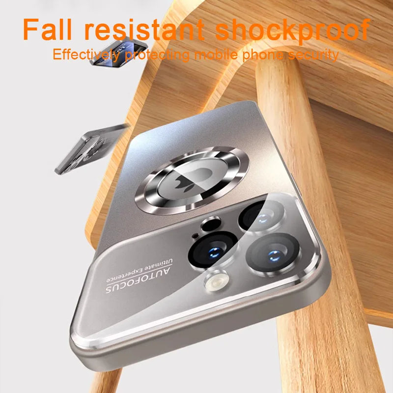 AG Matte Lens Glass Protect Magnetic Case For iPhone 17 16 11 12 13 14 Plus 15 Pro Max 17Air For Magsafe Wireless Charge Cover