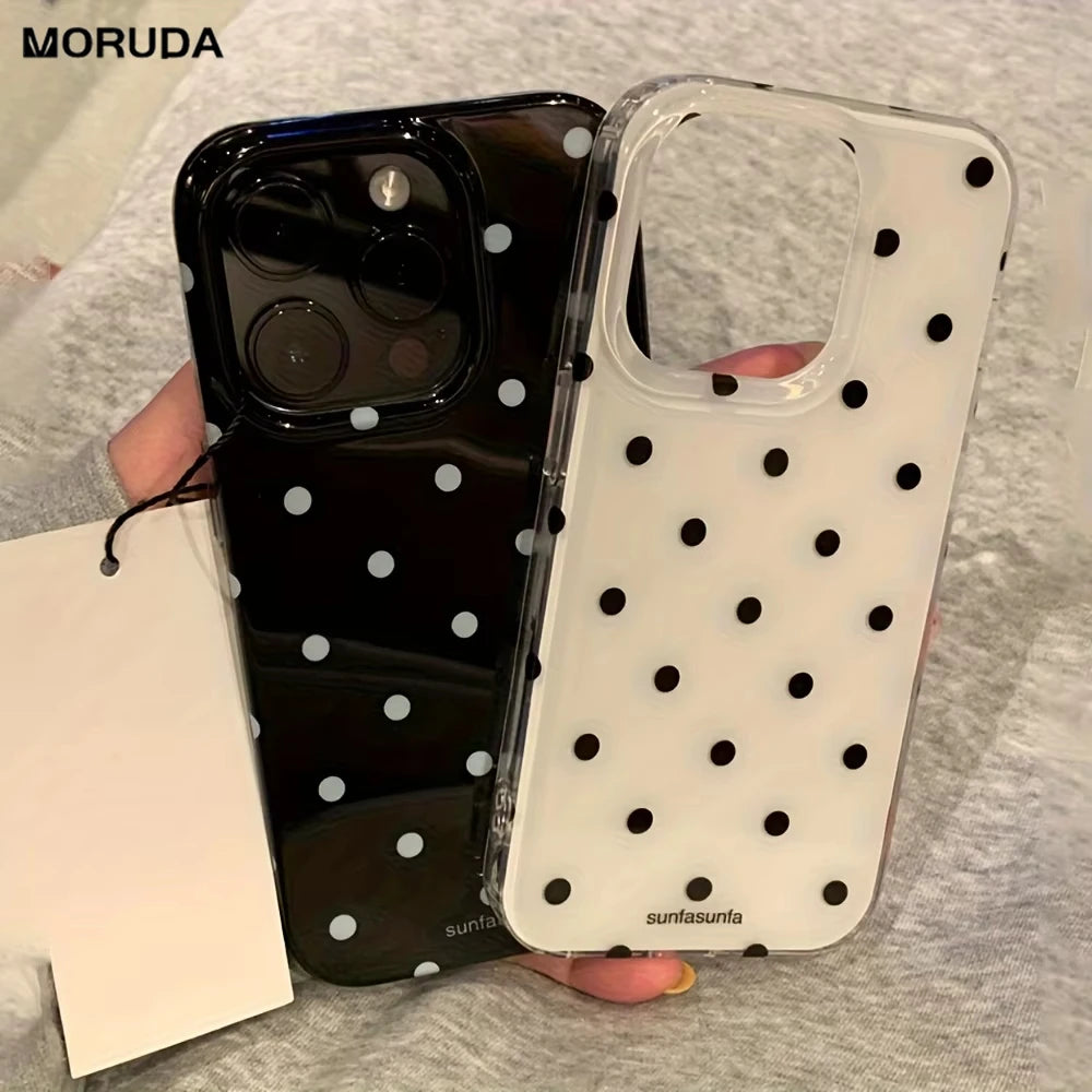 Fashion Polka Dot Soft Silicone Phone Case for iPhone 17 16 15 Pro Max 14 Plus 17Pro Ins Wave Point Ultra Slim Shockproof Cover