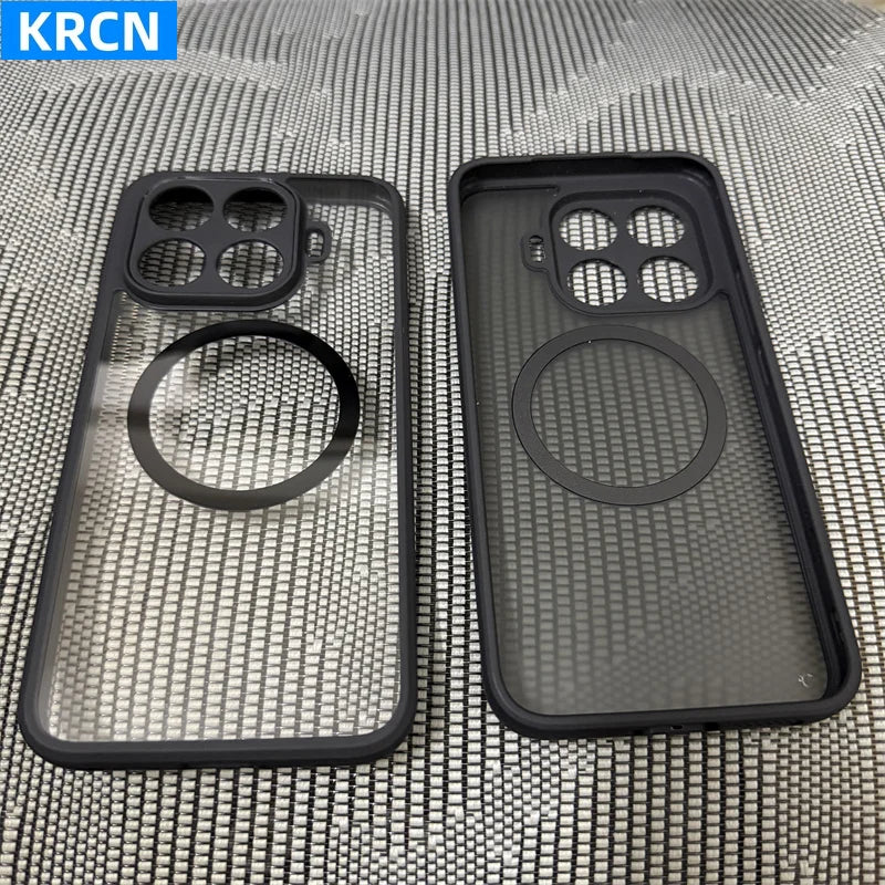 Anti-yellow Acrylic Clear Matte Translucent Magnetic Holder Case for Xiaomi 17T 17T Pro Hard Back Camera Protect Anti-drop Cover