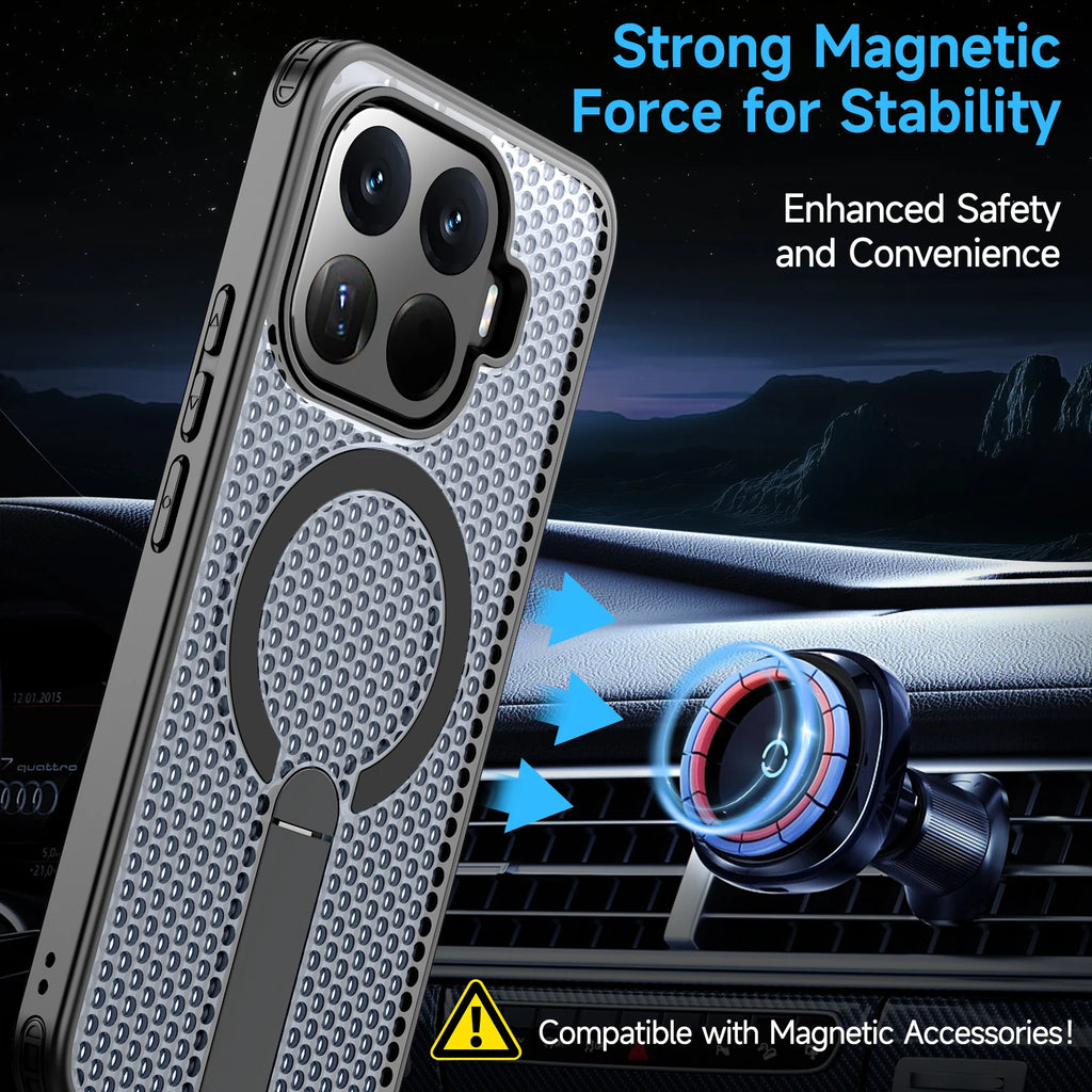 For Xiaomi 17T Pro 17 15T 14T Pro Luxury Magnetic Bracket Heat Dissipation Phone Case Shockproof Rugged Tough Cover Fundas