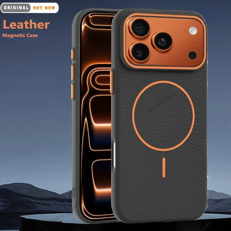 Frosted Hit Color TPU Soft Lichee Pattern Shockproof Case for IPhone 17 Air 16 15 14 Plus 13 12 ProMax for Magsafe Protect Cover