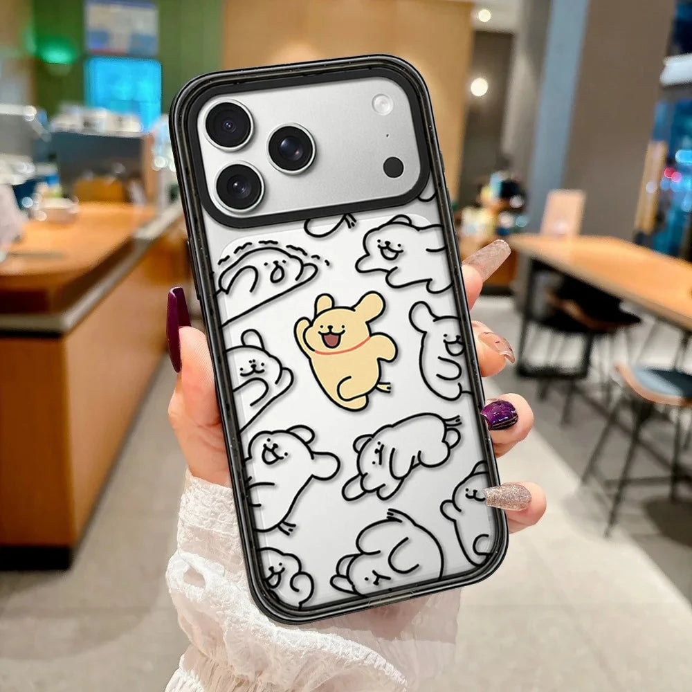 Cartoon Running Line Dog Impact Black Border Magnetic Phone Case Cover for IPhone 13 14 15 16 17 Pro Max Case for IPhone Air