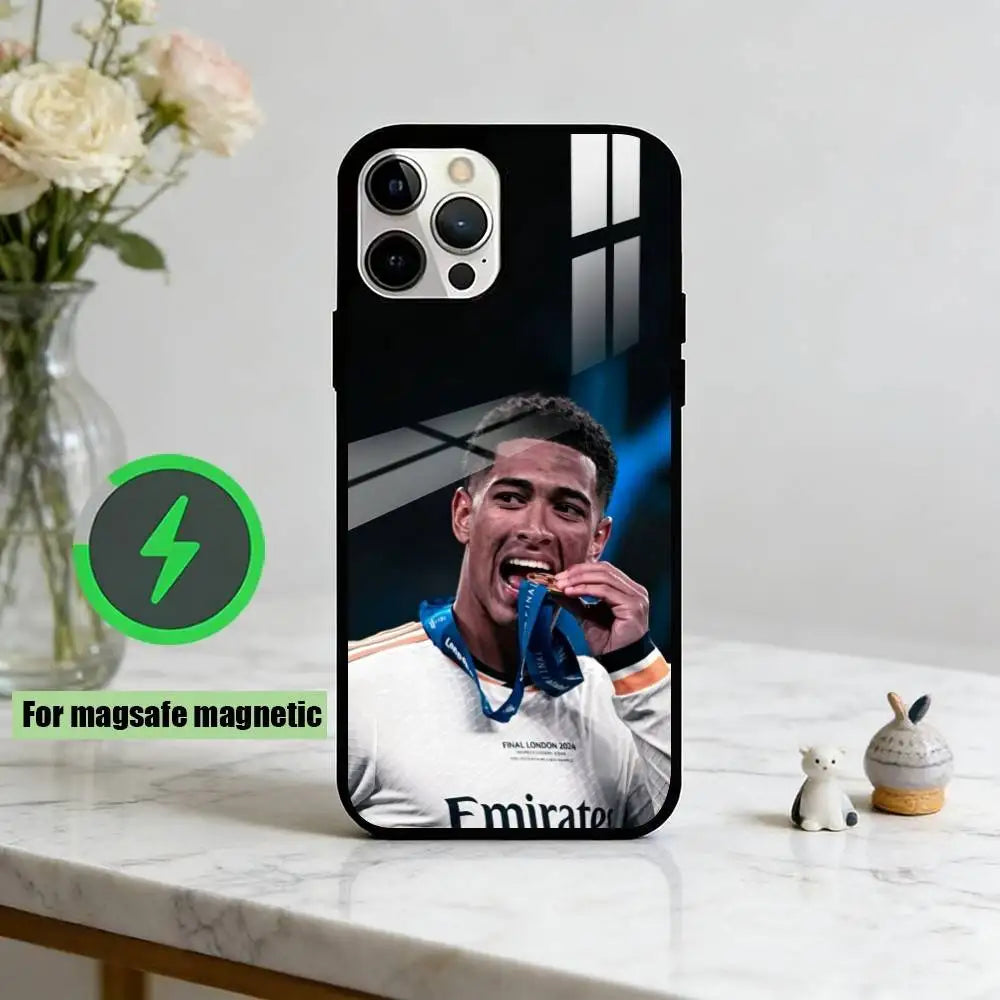 J-Jude Bellingham Soccer Star Graphic  Phone Case For iPhone17,16,15,14,13,12,11 Plus,Pro Magnetic For Magsafe Wireless Charging