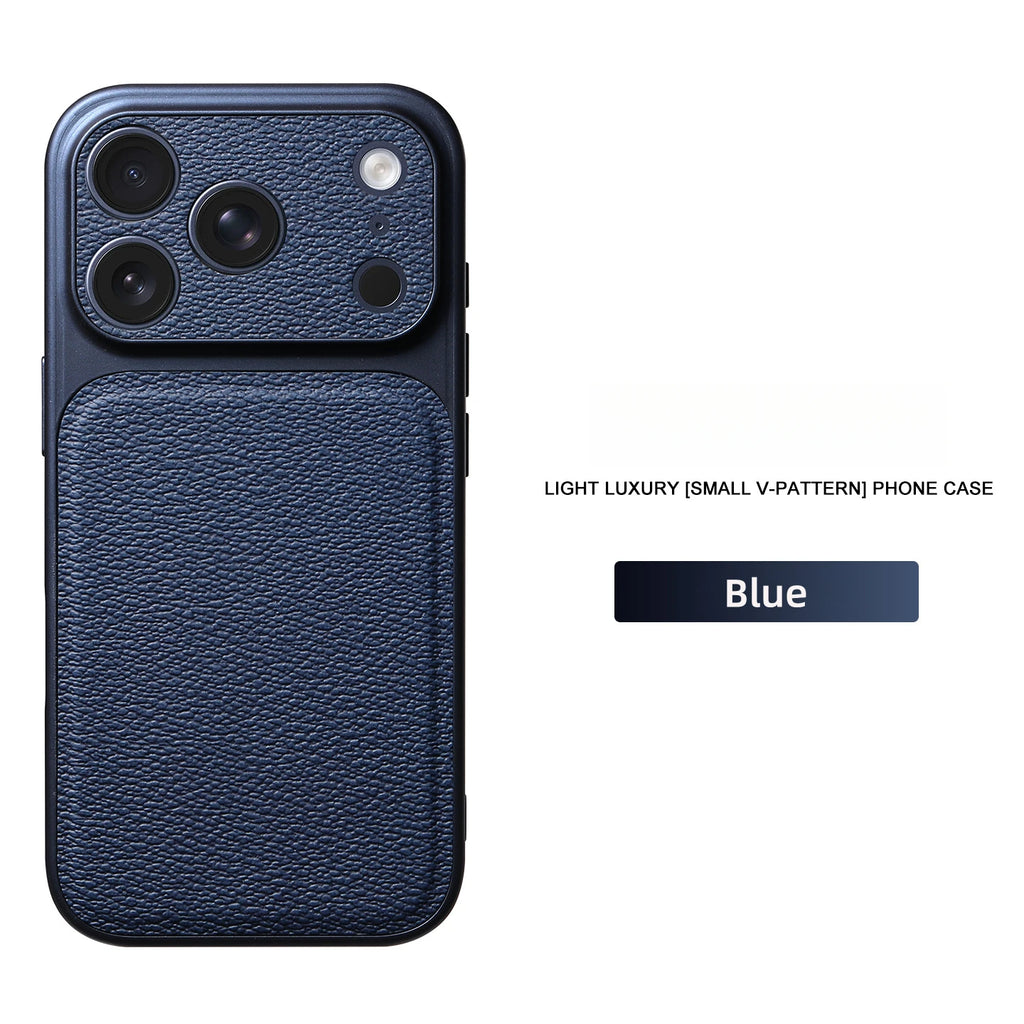 Solid Color Lychee Grain Leather Phone Case, Anti-Scratch & Shockproof Protective Cover for iPhone 17 Pro Max  16 15 14 13 Air