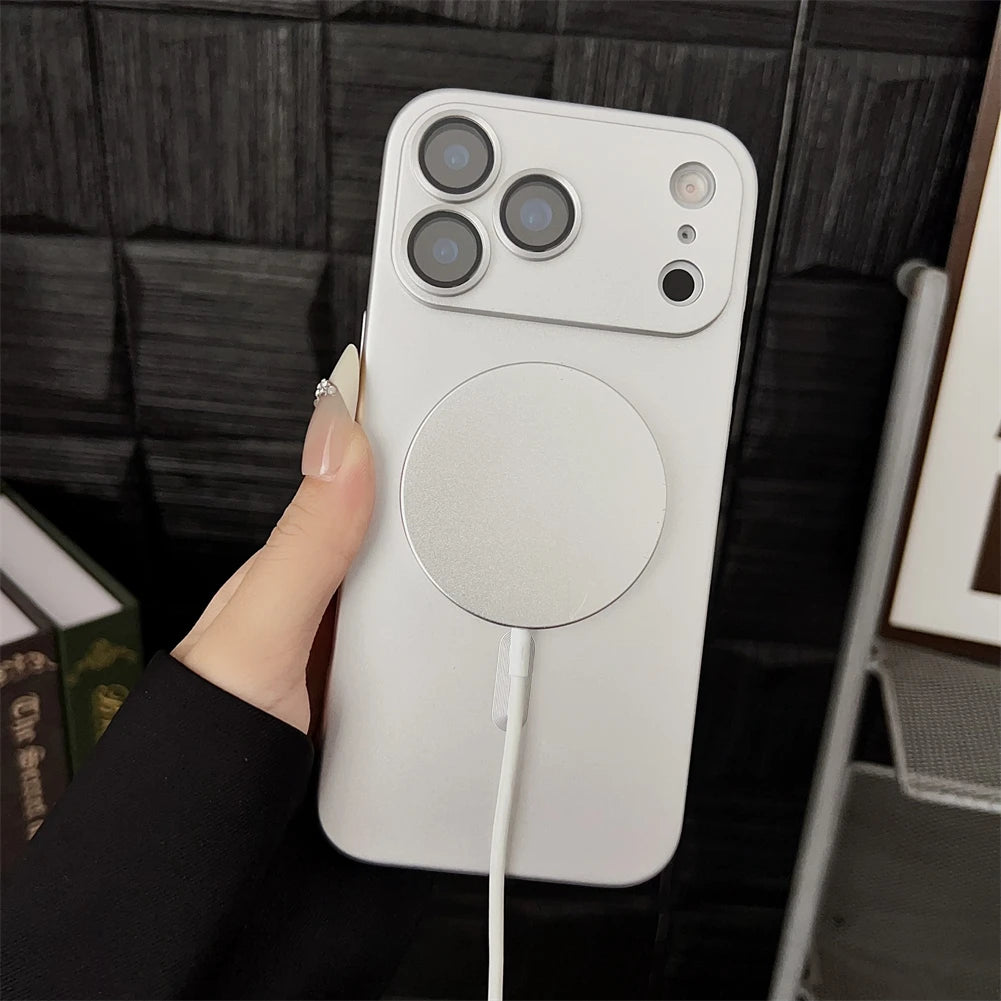 For Magsafe Magnetic Wireless Charge Case For iPhone 17 16 15 14 13 12 11 Pro Max 17Air 16e Silicone Glass Lens Protection Cover
