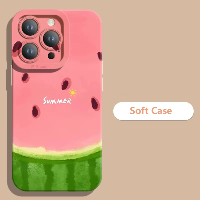 Summer Cool Watermelon Cat Phone Case For Samsung Galaxy A15 A35 A55 A54 A53 S25 Ultra S24 FE S23 Plus S22 S21 S20 FE Cover