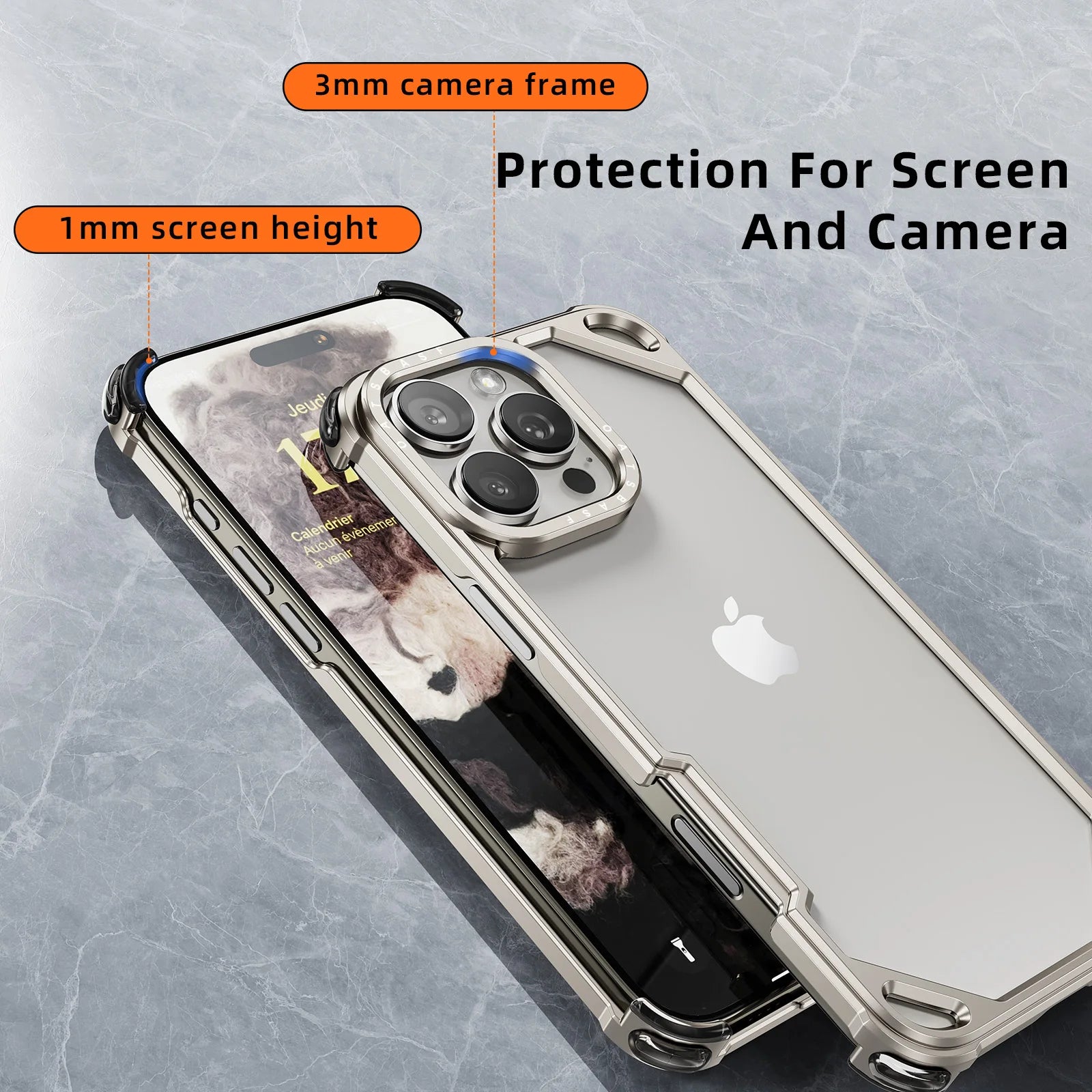 Eary for iPhone 17 16 15 Pro Max Air Phone Case Metal Frameless Shockproof Protective Bumper Minimalist Slim Ultra-thin 17 Cover