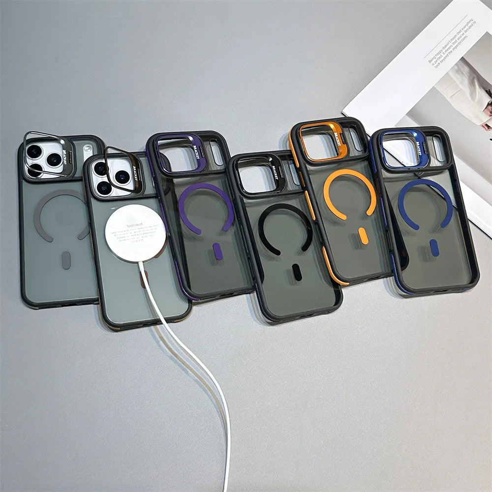 Luxury Transparent Magnetic Kickstand Stand Case For iPhone 17 Pro Max Air 16 15 14 Plus 13 12 11 for Magsafe Must Haves Cover