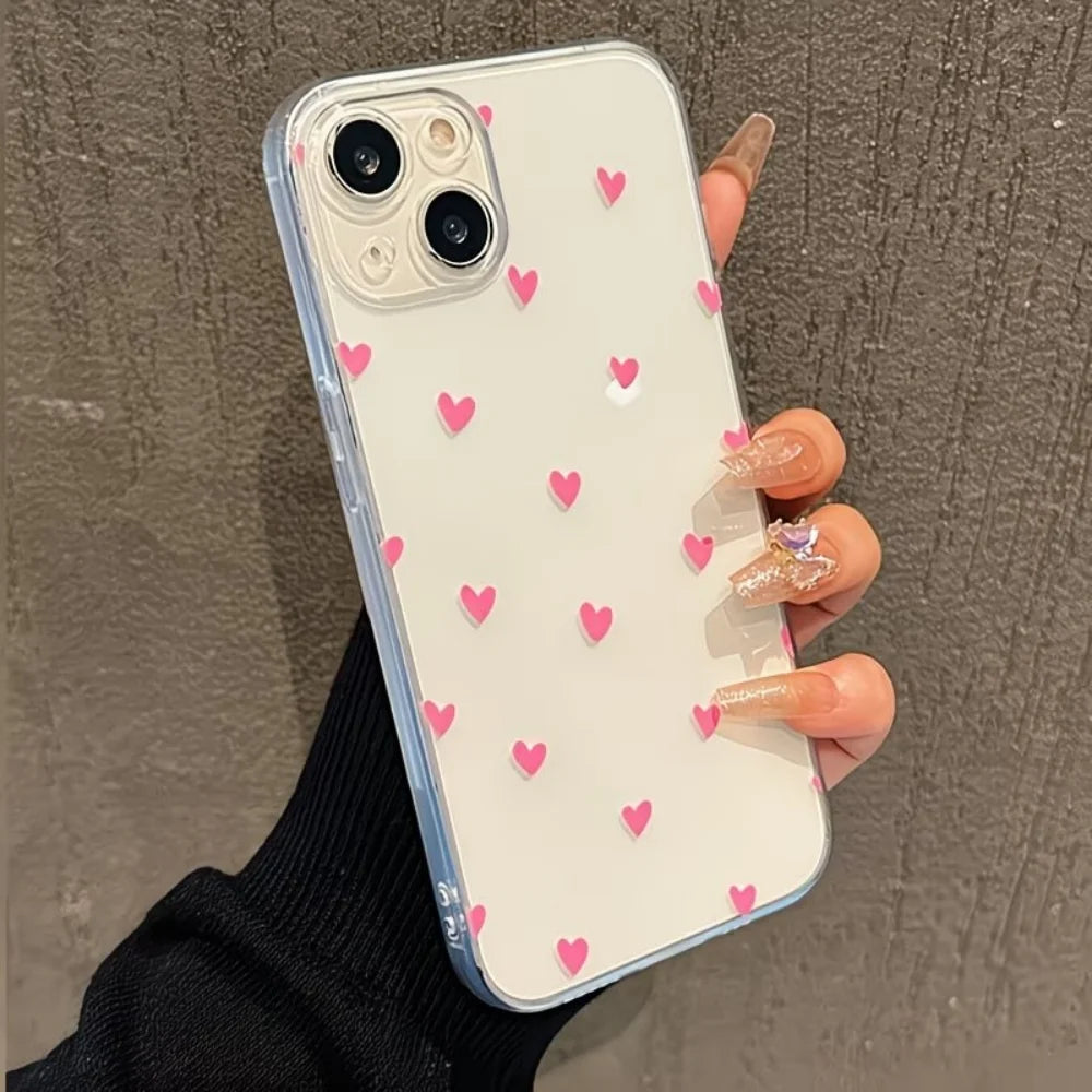 Lucky Heart-Shaped Soft Anti-Fall Clear Phone Case For iPhone 17 16 15 14 13 12 11 Pro Xs Max 8 Plus Mini Air X XR 17e 16e Cover