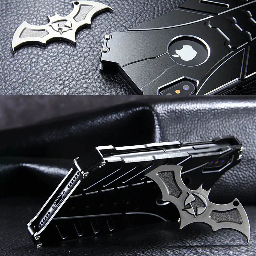 Metal Armor Back Case for iPhone 16 15 14 Pro Max 15Plus 14Plus Shockproof Anti-Drop Aerospace Aluminum Batman Phone Bumper Case