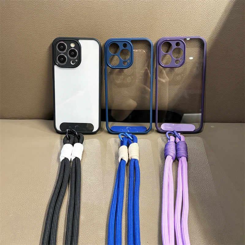 Case For Moto G86 G56 G85 G75 G55 G84 G64 G54 G82 G52 G45 G35 G34 G24 G15 G14 G05 G04S Power Lanyard Hard Clear Phone Cover