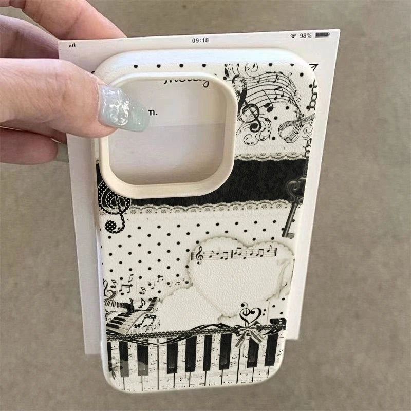 Heart-shaped Design with Musical Notes and Piano Keys Phone Case For iPhone 17 16 15 14 13 12 11 Pro Max Plus XS X XR 17E Cover