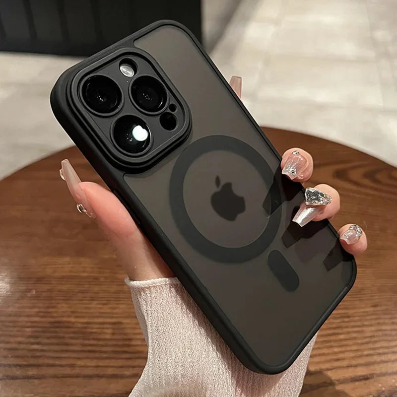 2024Magnetic Luxury Matte Translucent Shockproof Case For iPhone 16 Pro Max 15 14 13 12 11 Pro Max For Magsafe Wireless Charg