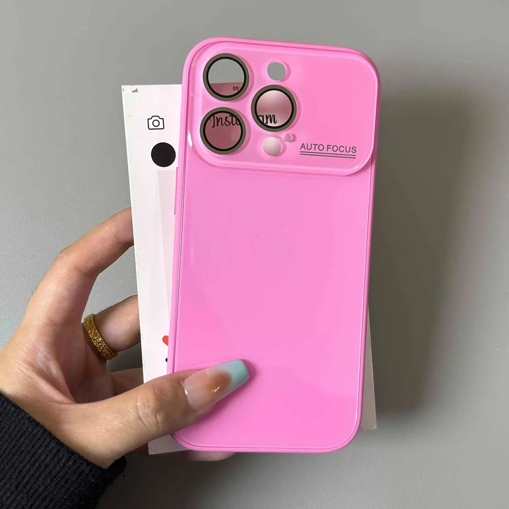 Original Large Window Phone Case For iPhone 17 16 15 14 13 12 11 Pro Max Makaron Candy Color Camera Protection Glossy Hard Cover