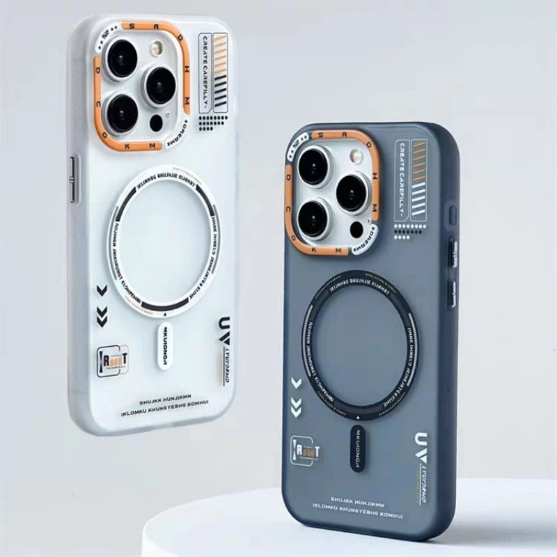 Magnetic Matte Original Case For iPhone 17 Air 16 15 14 13 Pro Max For Magsafe Wireless Charge Metal Lens Frame Buttons Cover