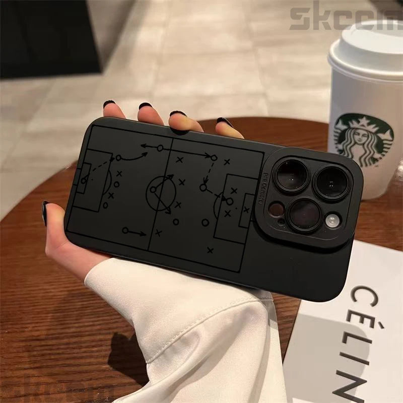 Case For iPhone 17 16 15 14 13 12 11 Pro Max 16E XS X XR 7 8 Plus Cases Football Basketball Tactical Board Pattern Phone Cover