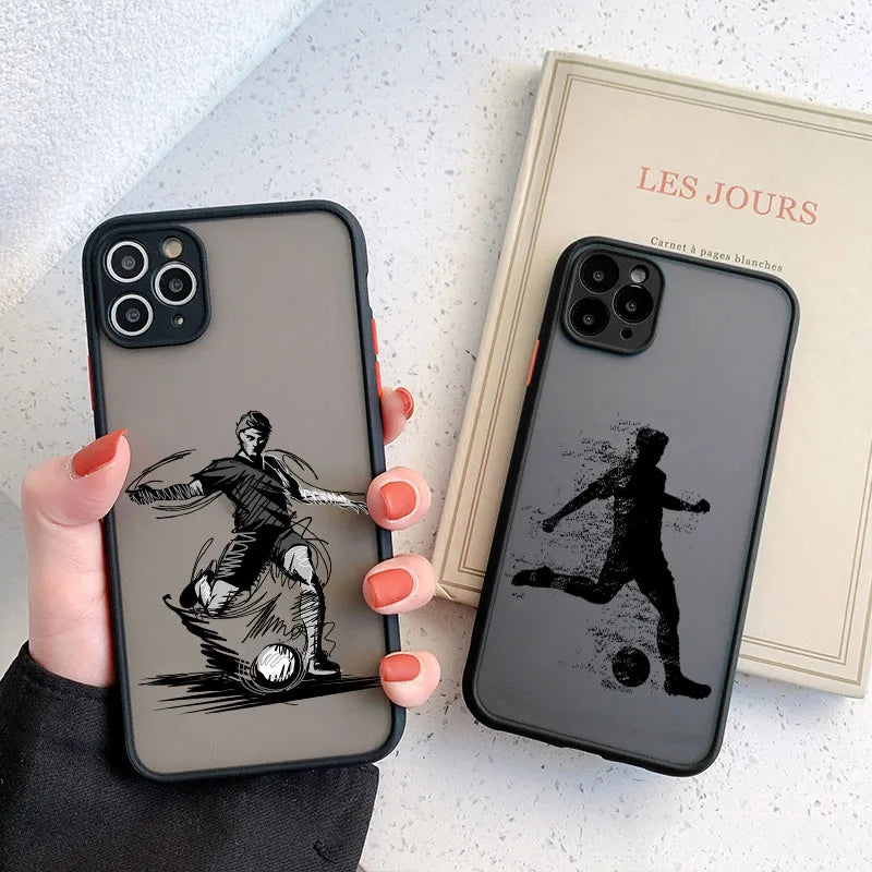 Phone Case For iPhone 17 16 12 13 11 14 15 Pro Max XS XR 16 Plus X PlaySoccer Shockproof Clear PC Cute Back Cover Coque Football