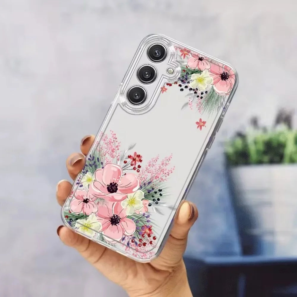 Fashion Floral Pattern Silicone Phone Case For Samsung Galaxy A73 A72 A71 A70 A56 A55 A54 A53 A52 A51 A50 A42 A36 S 4G 5G Cover