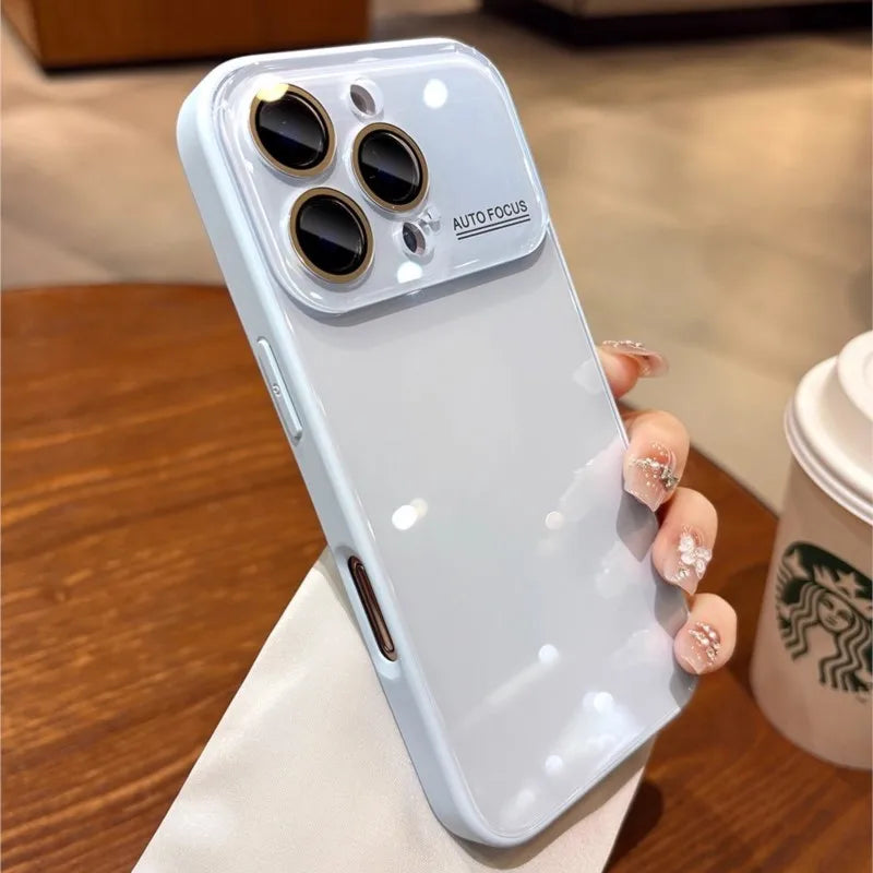 Luxury Candy Tempered Glass Camera Protection Case for iPhone 17 16 15 14 13 12 Pro Max Shockproof Bumper Armor Hard Cover Capa