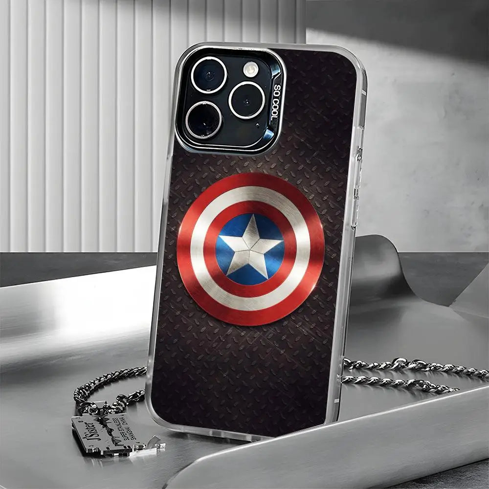 captain america shield Phone Case Clear TPU Anti-Yellow Shockproof Case For iPhone 11 12 13 14 15 16 17 Pro Max