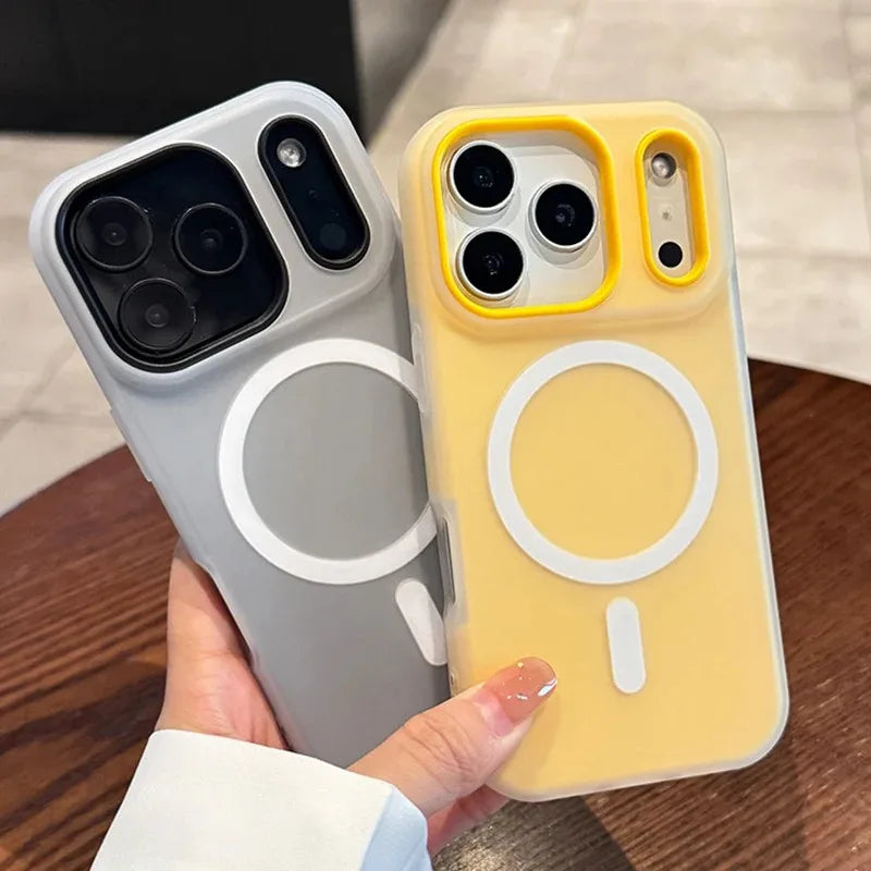 Luxury Candy Color 2 IN 1 Magnetic Case For iPhone 17 Air 16 15 14 13 12 11 Pro Max Plus For Magsafe Wireless Charge Matte Cover