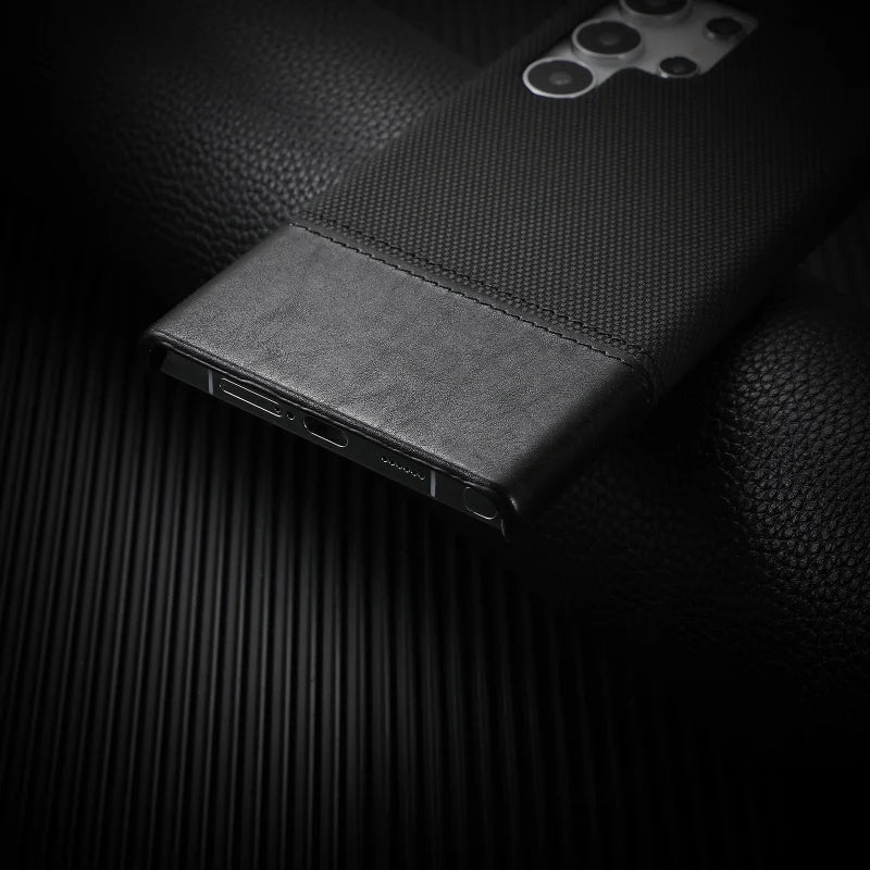 Luxury Frameless Splicing Fabric Denim Phone Case For Samsung Galaxy S26 S25 S24 S23 Ultra Business Hard Armor Shockproof Cover
