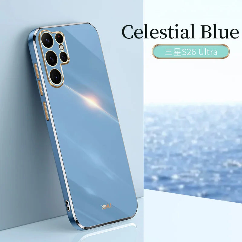Square Plating Fashion Phone Case for Samsung Galaxy S26 S25 S24 S23 S22 S21 S20 Ultra S26Ultra 5G Soft Silicon Back Cover Shell
