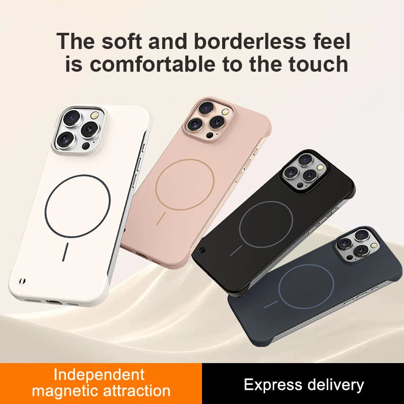 Ultra Thin PC Matte Frameless Case For Magsafe iPhone 17 Air 16E 16 15 14 13 12 11 Pro XR XS Max Plus Magnetic Shockproof Cover