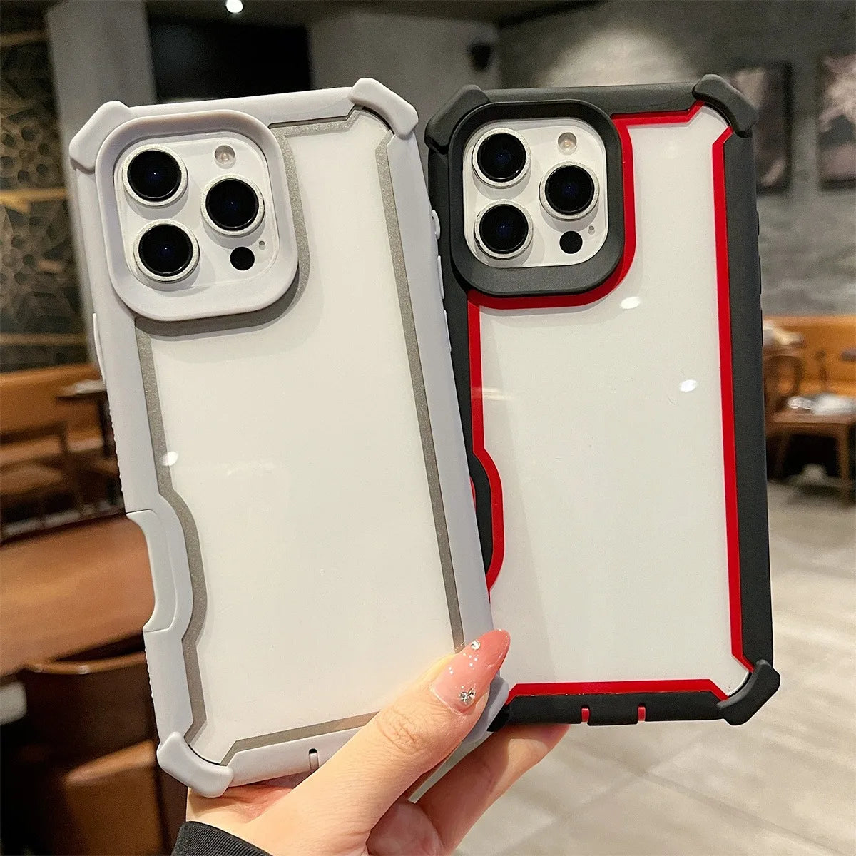 Luxury Duty Dual Layer Transparent Shockproof Phone Case For iPhone 16 15 14 Plus 11 12 13 Pro Max Armour Durable Protect Shell