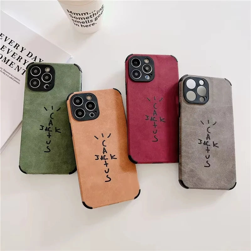 leather soft phone case for iphone 16 15 14 plus 13 12 11 pro max 16e cover Luxury Anti drop funda jack streetwear cases carcasa
