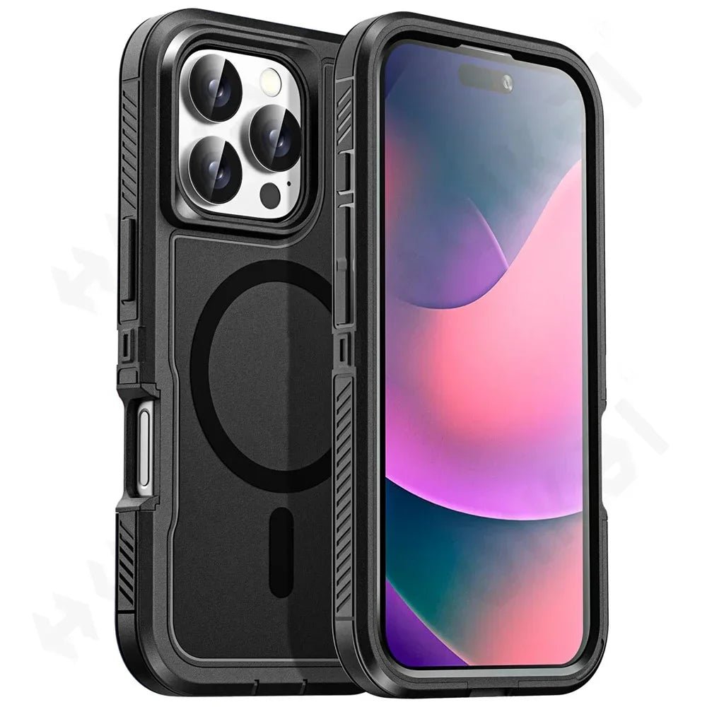 Orginal Ott Armor Box Case for IPhone16 15 14 13 12 17 Max Plus for Magsafe Wireless Charger Heavy Duty Shockproof Rugged Cover