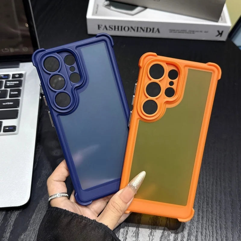 Shockproof Clear Matte Military Armor Case For Samsung Galaxy S26 S25 S24 Plus Ultra Hybrid Translucent Protective Frame Cover