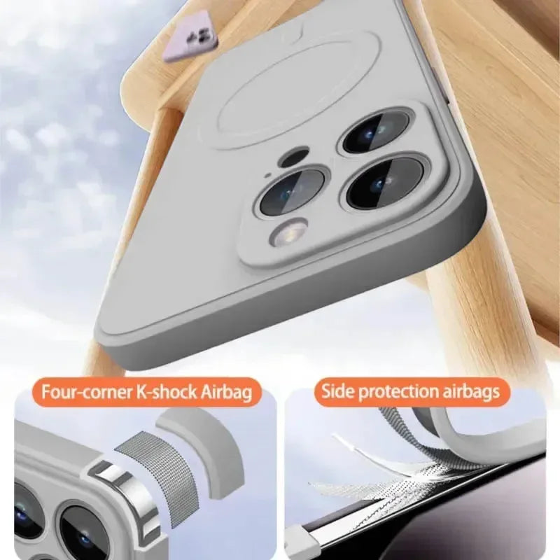 Luxury Magnetic Liquid Silicone Soft Phone Case For IPhone 16 15 14 13 12 17 Pro Max Magnetic Wireless Charging Cover