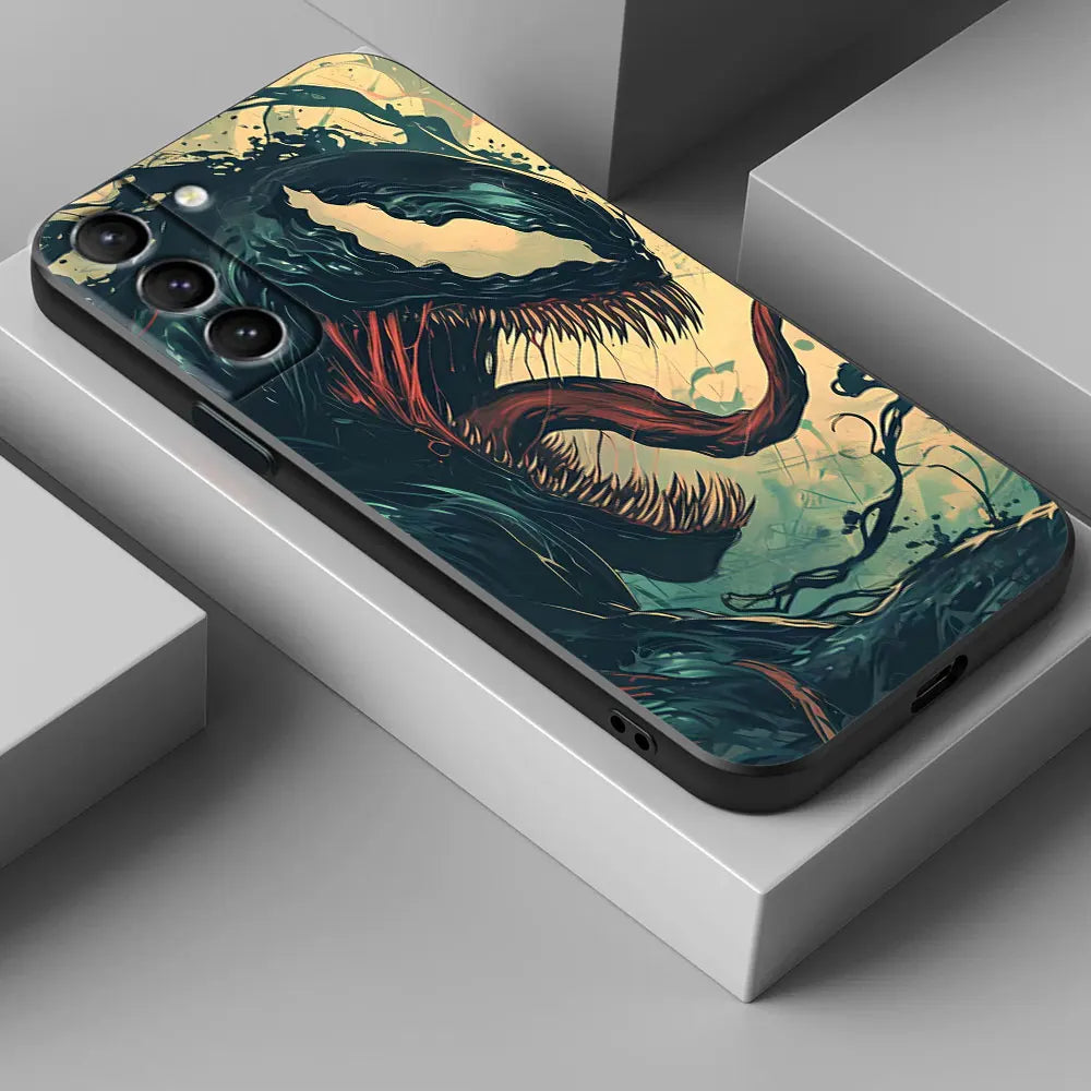 Marvel Black VENOM Art Phone Case for Samsung Galaxy S26 S25 Ultra S24 S23 Ultra S22 Plus S21 S20 S21 FE S26Ultra S25 Soft Funda
