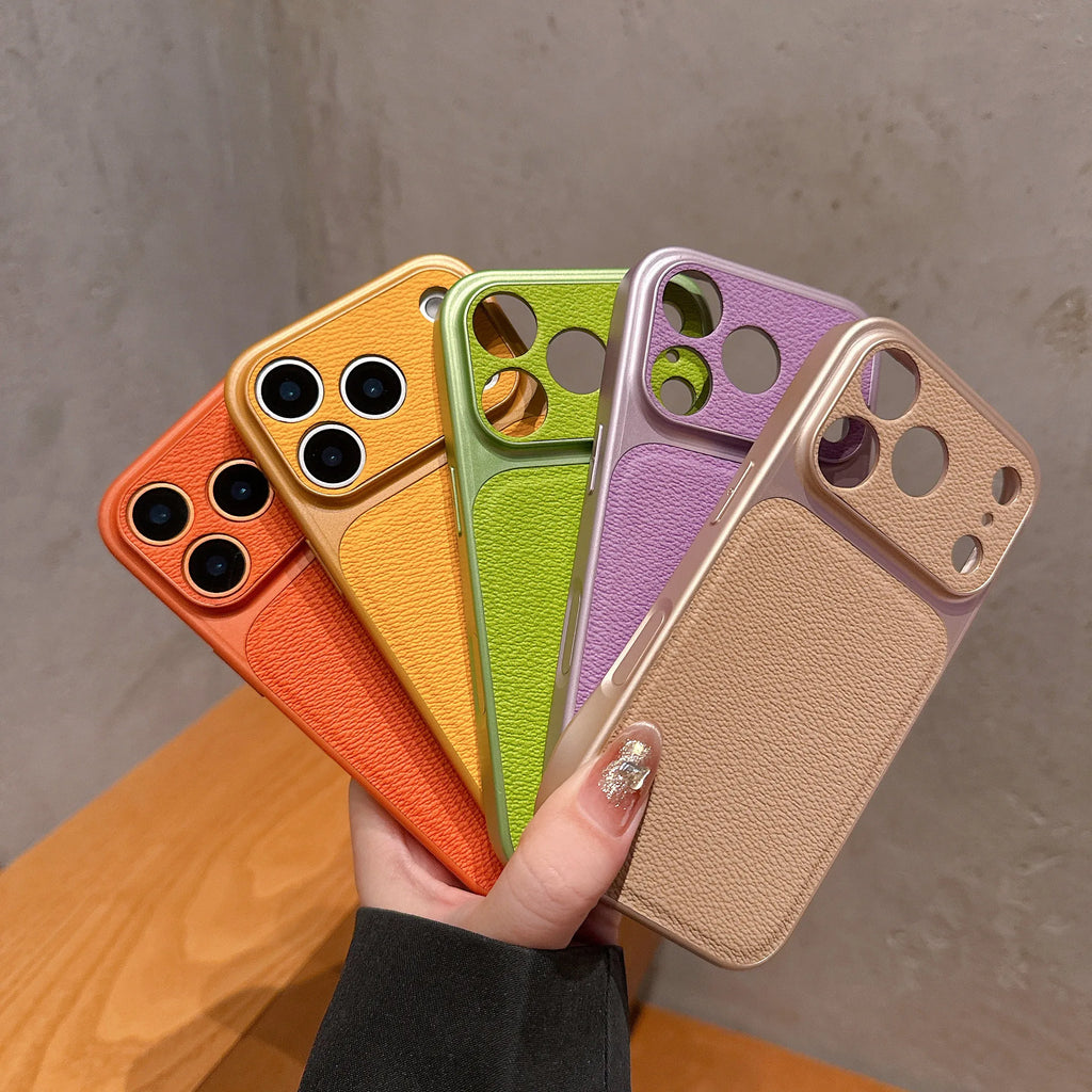 Luxury Lychee Leather Shockproof Phone Case For iPhone 17 Air 16 15 14 13 Pro Max Instantly Turn 17Pro Full Bumper Matte Cover