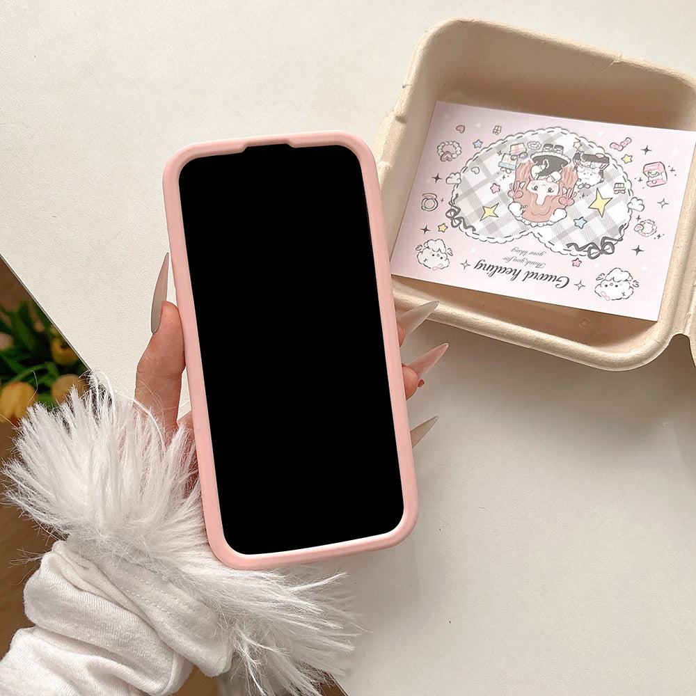 Kawaii Summer Fruit Floral Peach Bracket Soft Silicone Case Stand Holder Shockproof Cover for iPhone 17 16 15 14 13 12 Pro Max