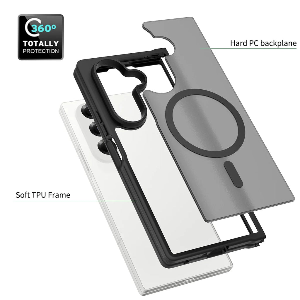 for Magsafe Wireless Charging Phone Case for Samsung Galaxy Z Fold 6 7 Fold6 Fold7 Translucent Shockproof Magnetic Cover