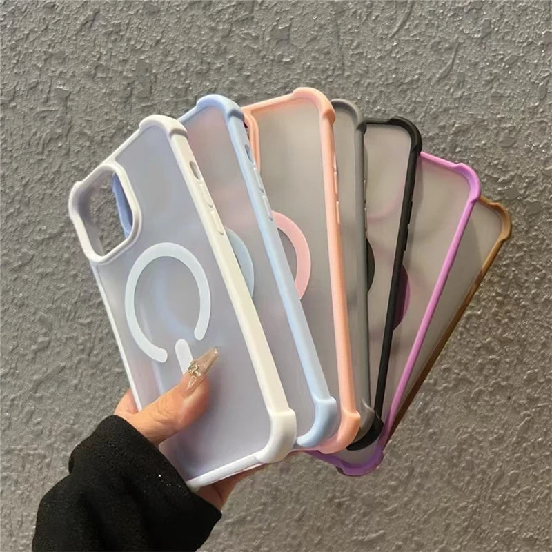 For iPhone 16 Pro Max Luxury Matte Magsafe Magnetic Silicone Frame Phone Case For iPhone 13 14 15Plus 16E 17air Protective Cover