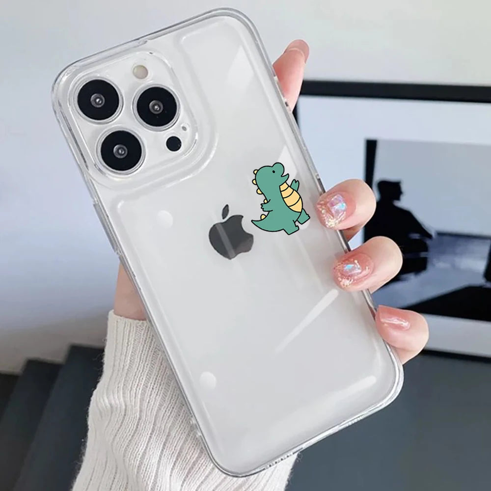 Cute Dinosaur Couple Phone Case For iPhone 17 16 15 14 13 12 11 Pro Max Mini SE 7 8 Plus 16E Shockproof Non-Slip Cover Fundas