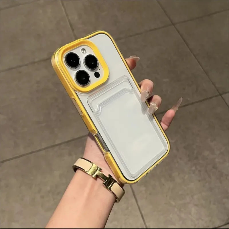 2in1 Card Holder Slot Wallet Photo Pocket Clear Case For iPhone 16 15 14 Plus 13 12 11 Pro Max X XR XS TPU+PC Shockproof Cover