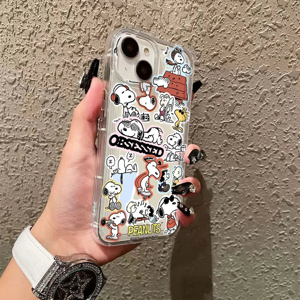 Lovely Cartoon Hot Snoopys Phone Case for iPhone 17 16 15 14 13 12 11 Pro Max Plus X XR XSMax Airbag Anti Fall Clear Back Cover