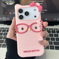 Sanrio 3D Cartoon Glasses Hello Kitty Phone Case For iPhone 17 Promax 16 15 14 13 12 Pro Max 11 So Cute Y2K Soft Silicone Cover