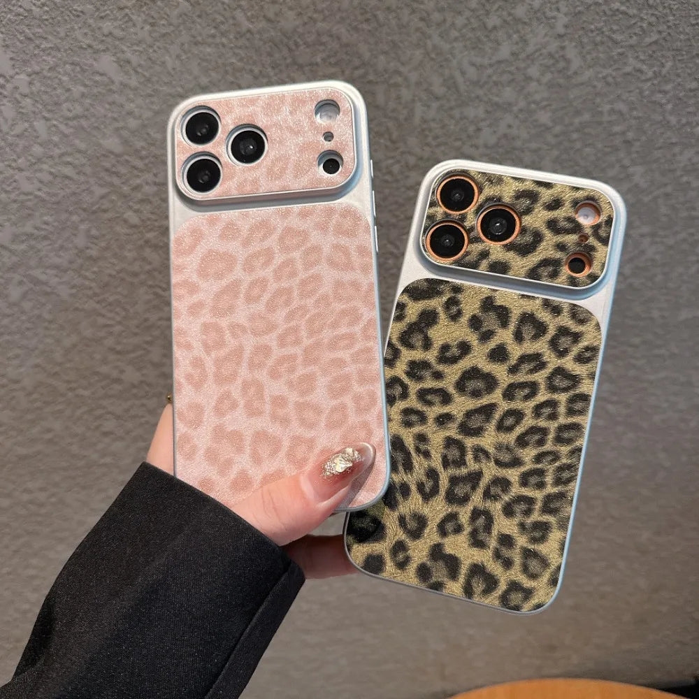 Luxury Leopard Print Phone Case For iPhone 17 16 15 14 13 12 Pro Max Case Creative Ins Style Shockproof Ultra Slim Glitter Cover