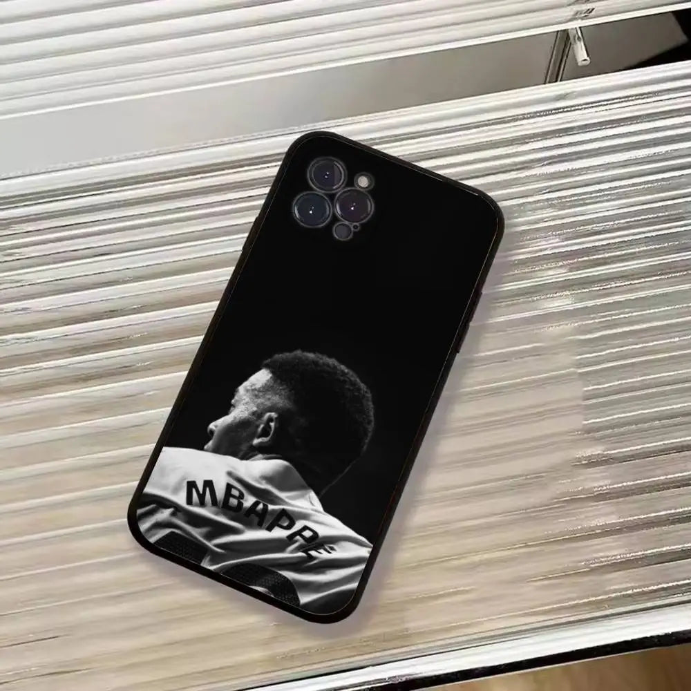 Football S-Star M-MbappeS-S Phone Case For iPhone 17,16,15,14,13,12,11 Plus,Pro Max,XS,Soft Silicone Black Cover