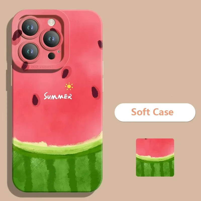 Summer Cool Watermelon Cat Phone Case For Samsung Galaxy A15 A35 A55 A54 A53 S25 Ultra S24 FE S23 Plus S22 S21 S20 FE Cover